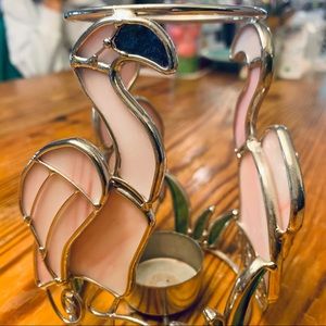 Handmade Stained Glass Flamingo Candle Holder